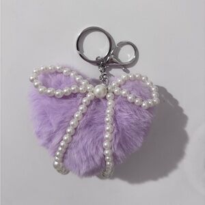 Purple Furry Heart Keychain plush